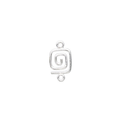 Sterling Silver Square Swirl Link Connectors, 13x7mm - 2 pcs