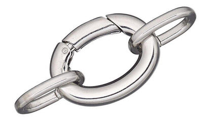 Stainless Steel Self-Closing Hinged Oval Bail Clasps 21x16mm with Jump Rings — 2 Sets