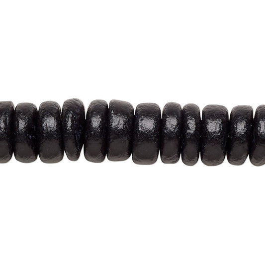 Black Coconut Shell Rondelle Beads, 10x2.5-10.5x4mm, 1 Strand (approx. 95)