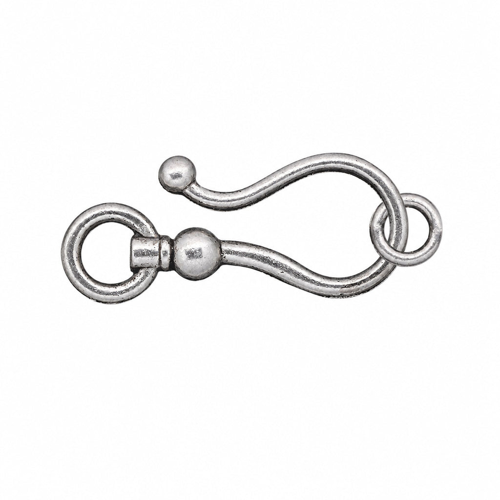 Antiqued Silver Plated Pewter Shepherd's Hook Clasps, 26x16mm - 10 sets