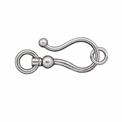 Antiqued Silver Plated Pewter Shepherd's Hook Clasps, 26x16mm - 10 sets