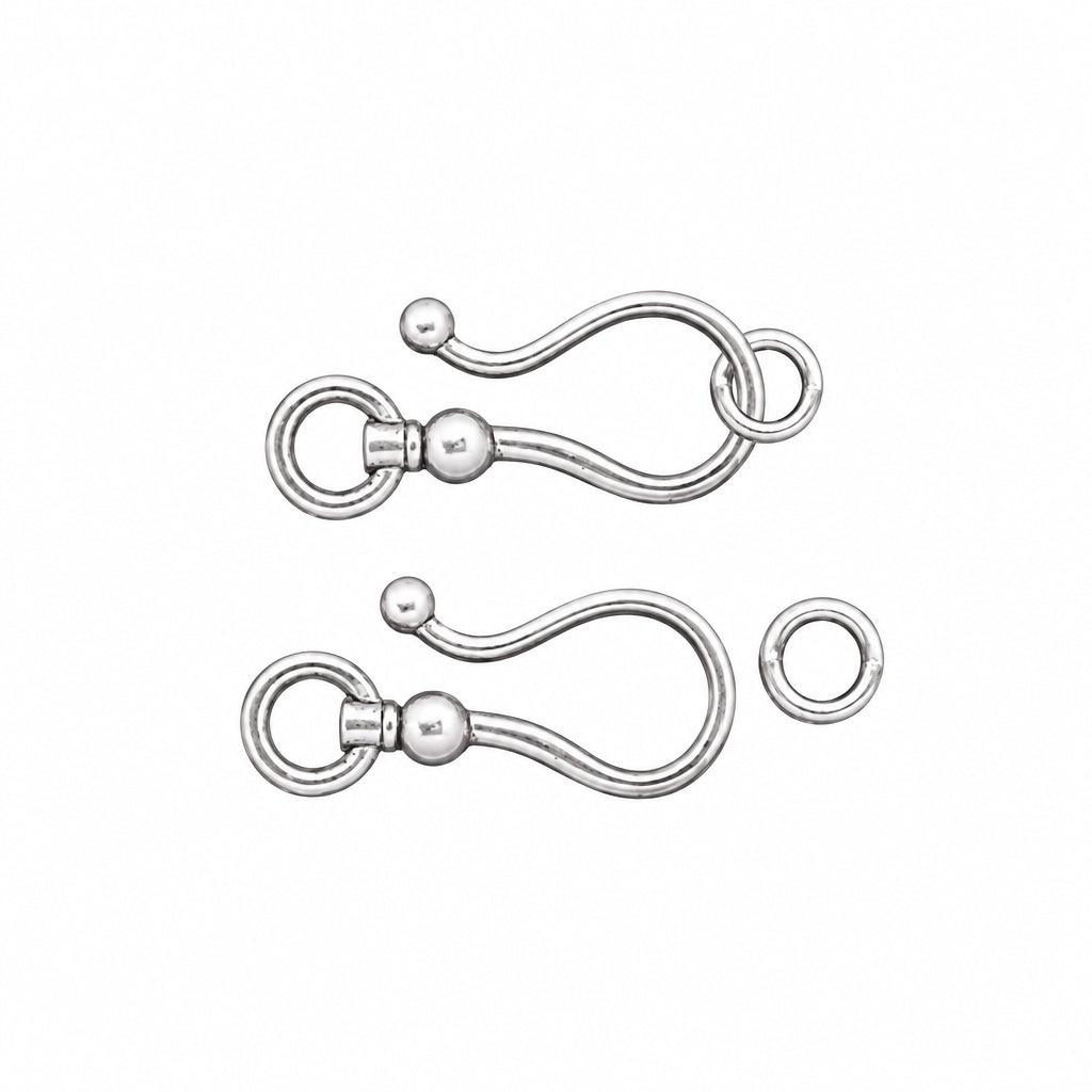 Two silver-toned metal toggle clasp connectors with circular rings and a small ball detail, shown on a plain white background.