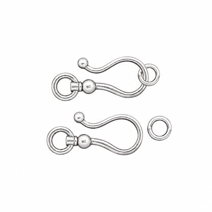 Two silver-toned metal toggle clasp connectors with circular rings and a small ball detail, shown on a plain white background.