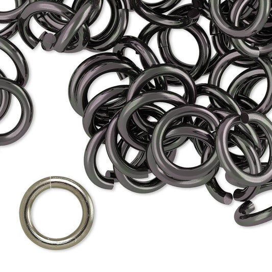 Anodized Aluminum Round Jump Rings, Gunmetal, 12mm, 12 Gauge, 100 pcs
