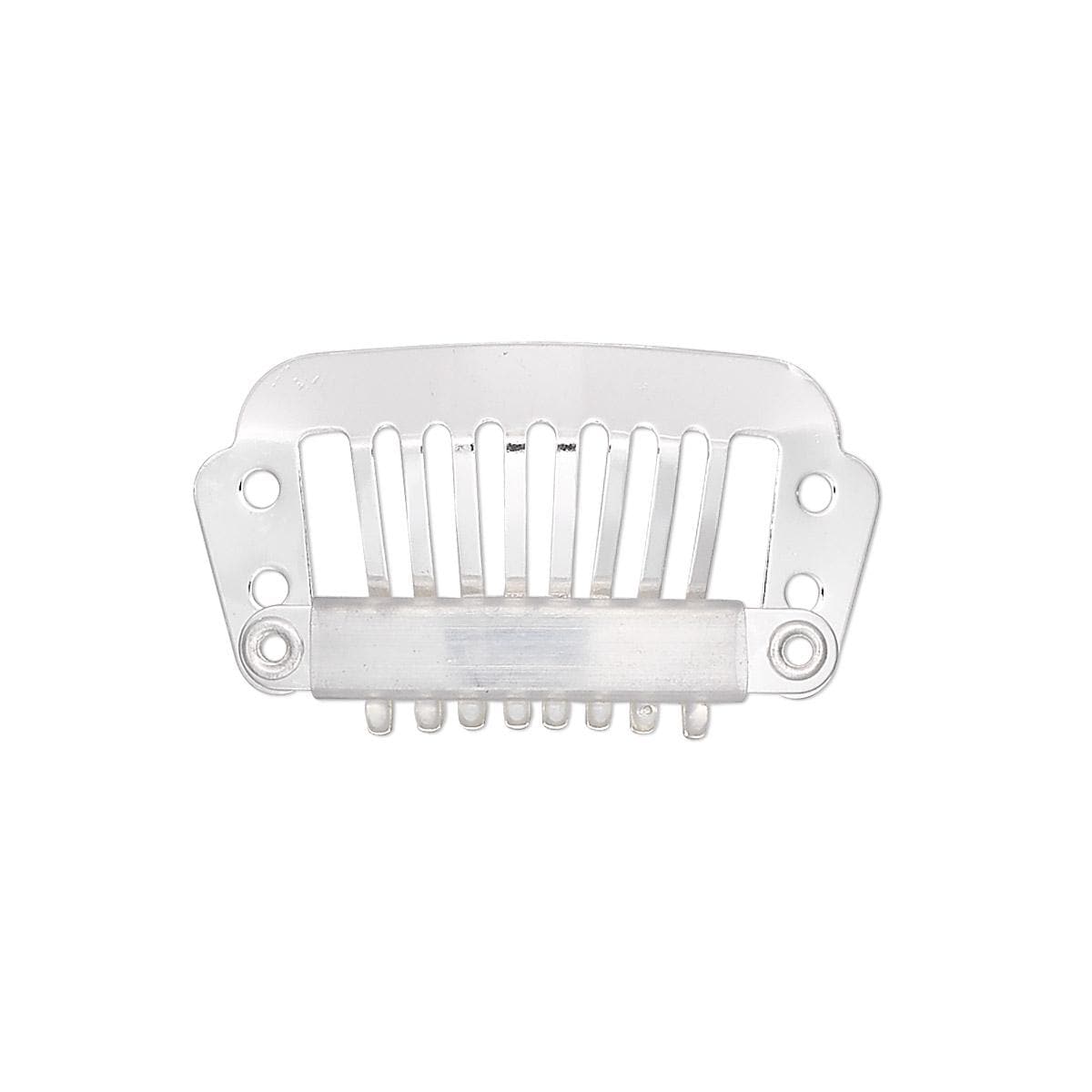 Silver Plated Stainless Steel Hair Comb Clips 28x16mm with 4 Holes — 12 pcs