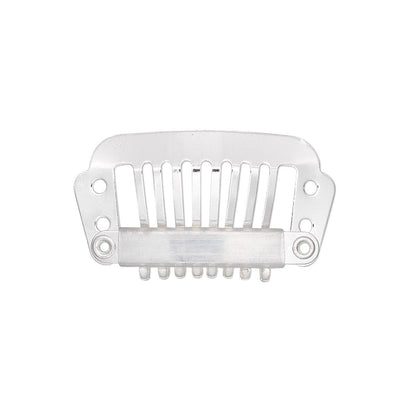 Silver Plated Stainless Steel Hair Comb Clips 28x16mm with 4 Holes — 12 pcs