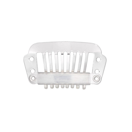 Silver Plated Stainless Steel Hair Comb Clips 28x16mm with 4 Holes — 12 pcs