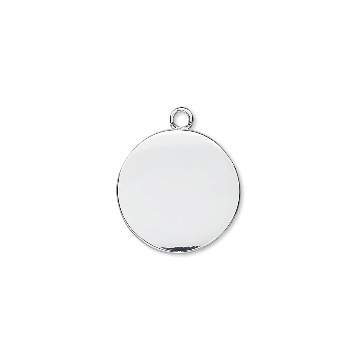 Silver Plated Steel Double-Sided Flat Round Charm Drops, 17x15mm - 4 pcs