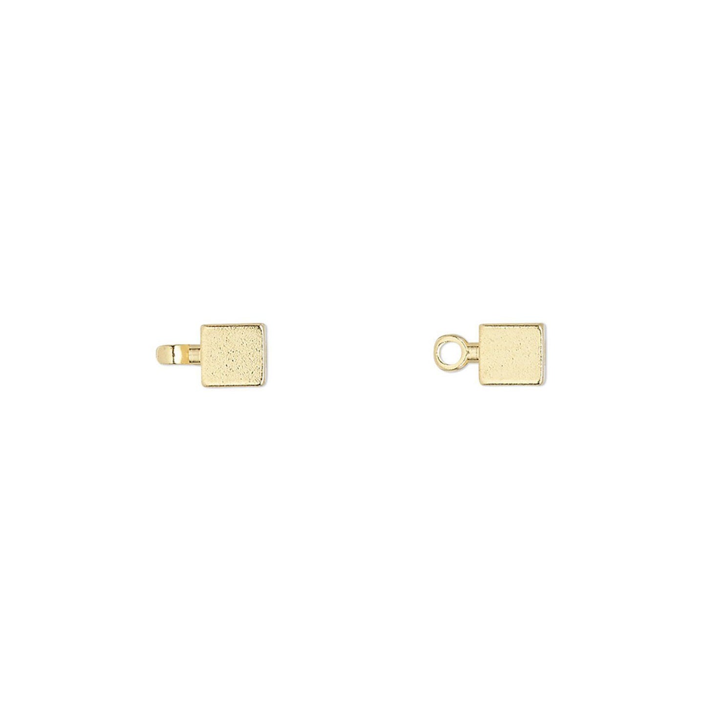 Gold Plated Brass Cube with Loop Memory Wire End Beads, 4x4mm, 12 pcs