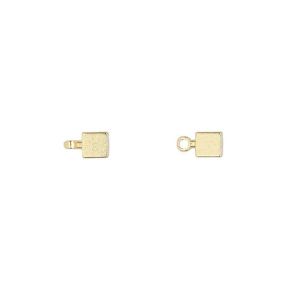 Gold Plated Brass Cube with Loop Memory Wire End Beads, 4x4mm, 12 pcs