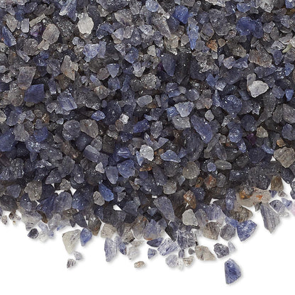 Blue-gray natural quartz gravel stones piled on a white background.