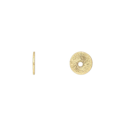 Brushed Plated Brass 8mm Heishi Disc Spacer Beads, 20 pcs