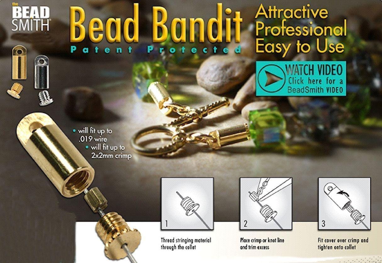 BeadSmith Bead Bandit End Caps: 4x8mm, Hide Crimp Beads or Knots (2 Sets)