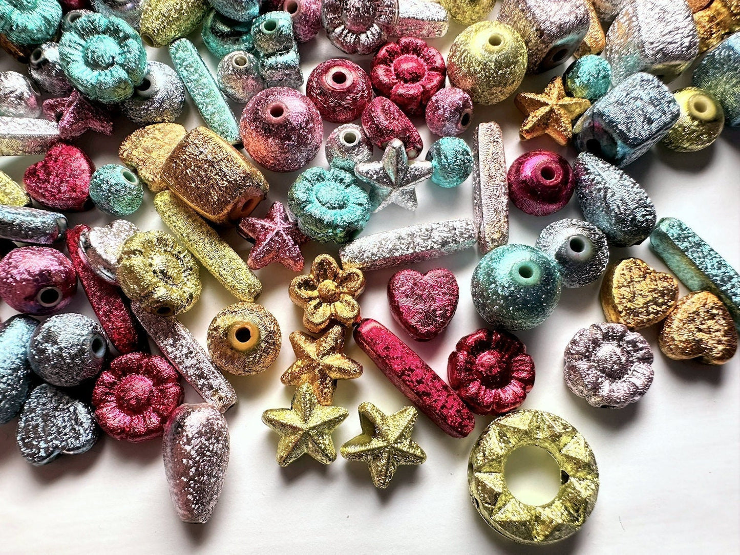 Acrylic Stardust Bead Mix Assorted Shapes 6–17x4mm — 100g (300–400 pcs)