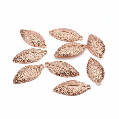 Beadsmith Copper Plated Brass Curved Leaf Drop Charms, 8x15mm