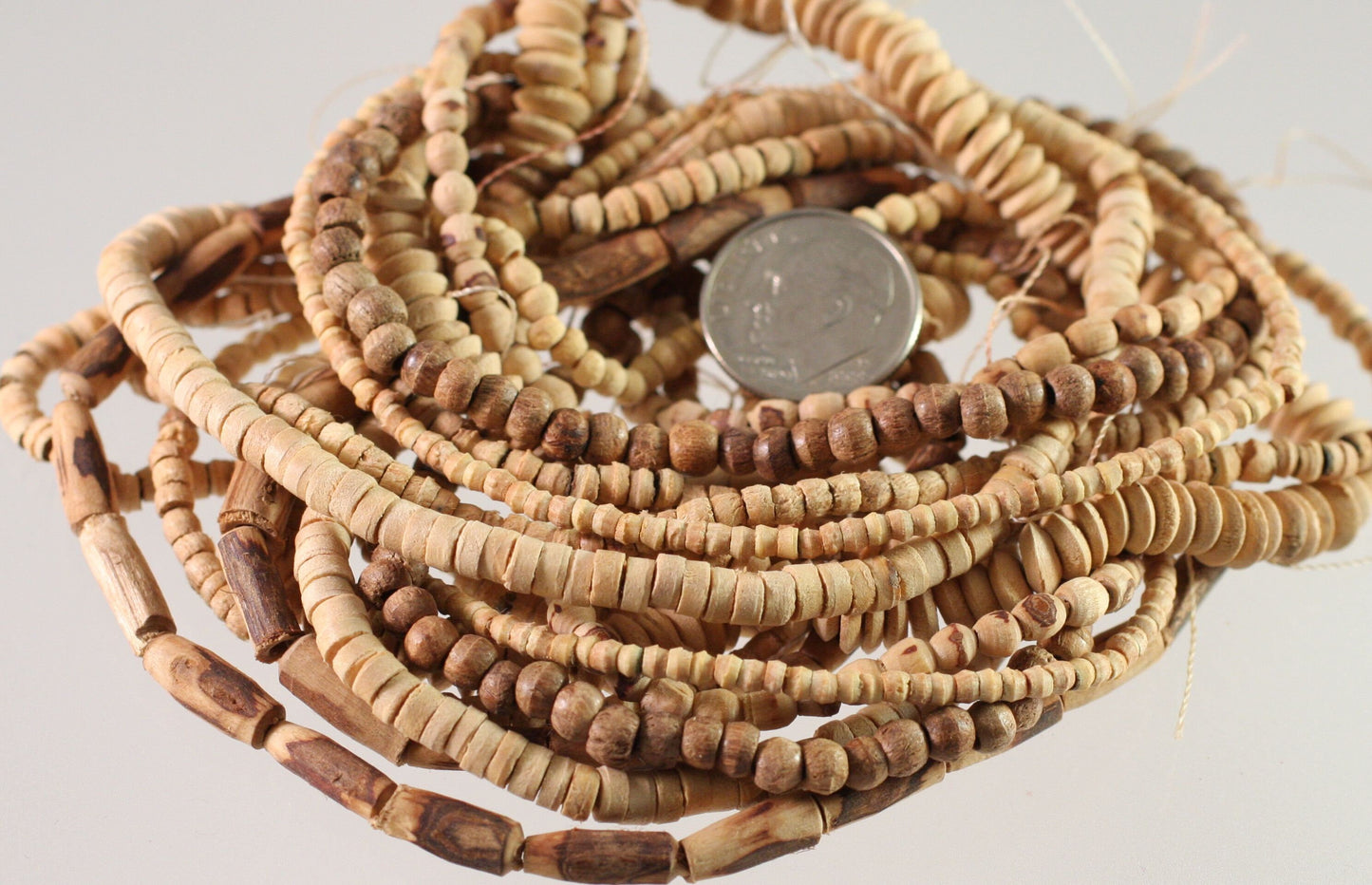 Natural & Dyed Mango Wood Bead Mix: Assorted Shapes 2mm-10x4mm (8 Strands)