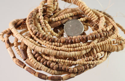 Natural & Dyed Mango Wood Bead Mix: Assorted Shapes 2mm-10x4mm (8 Strands)