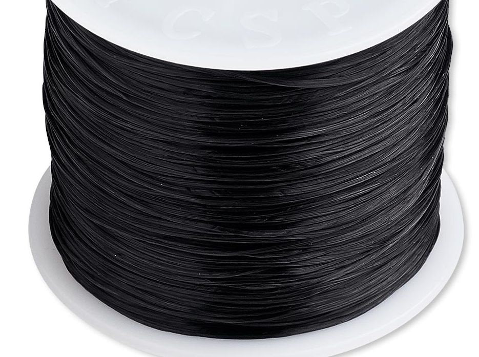 Black Elastic Floss Stretch Cord 0.5mm 3lb Test — 150ft Spool (1 or 4 Spools)
