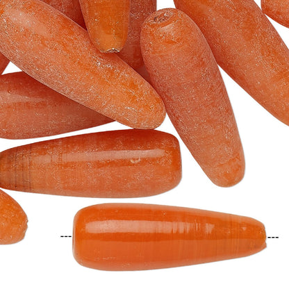 Vintage India Glass Translucent Burnt Orange Teardrop Beads 29-32mm — 22 pcs
