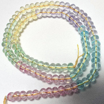 Crackle Glass Rondelle Beads: 4x6mm Pastel Color Mix (1 Strand, ~100 pc)