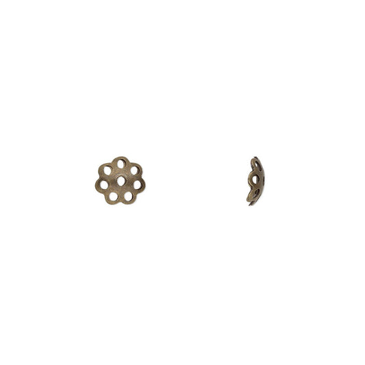 Antiqued Gold Plated Brass Round Cutout Bead Caps, 6x2mm, 100 pcs