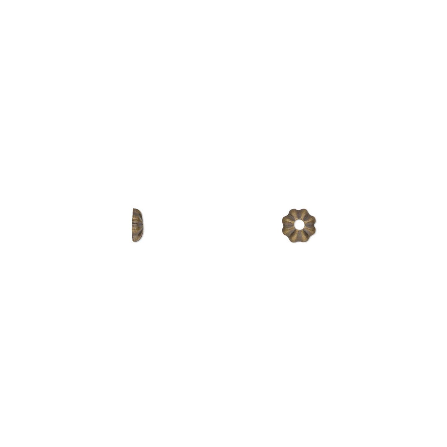 Antiqued Gold Brass Ribbed Mini Bead Caps 3x1mm, Pkg of 500