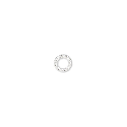 Silver Plated Brass Fancy Twist Round Jump Rings, 6mm, 16 Gauge, 480 pcs