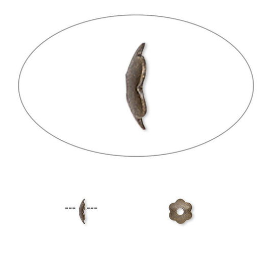 Antique Gold Plated Brass Scalloped Bead Caps, 4x1mm