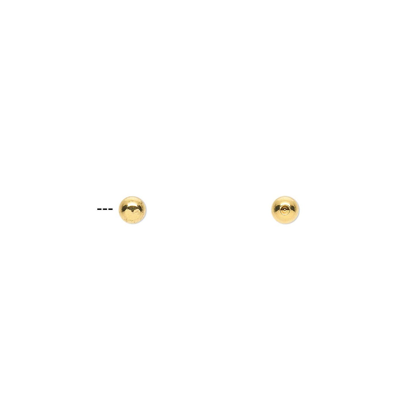 Gold Plated Brass Half-Drilled Memory Wire End Beads, 3mm or 5mm