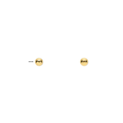 Gold Plated Brass Half-Drilled Memory Wire End Beads, 3mm or 5mm