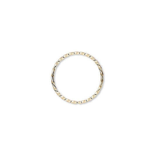 Gold Plated Brass Twisted Round Jump Rings, 15mm, 20 Gauge, 100 pcs