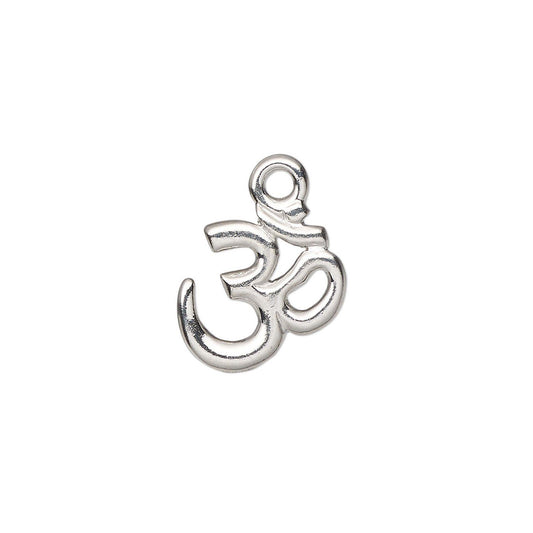 TierraCast Silver Rhodium Plated Pewter OM Symbol Charm Drop, 14x13mm - 2 pcs