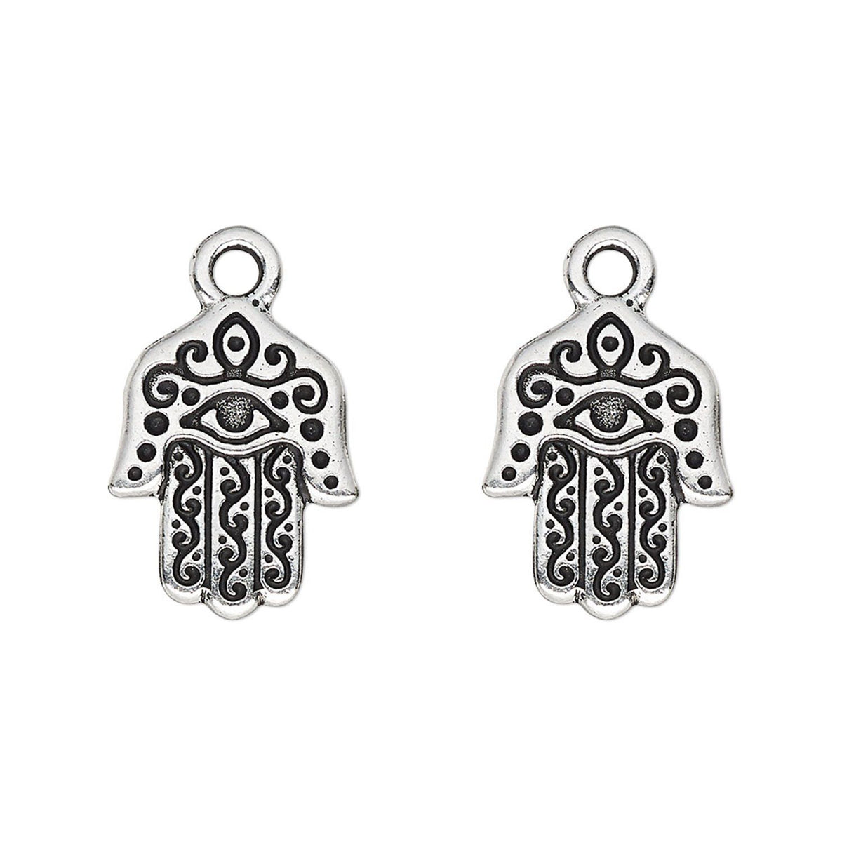 TierraCast Antiqued Silver Pewter Hamsa Hand of Fatima Charm, 16x13mm - 2 pcs
