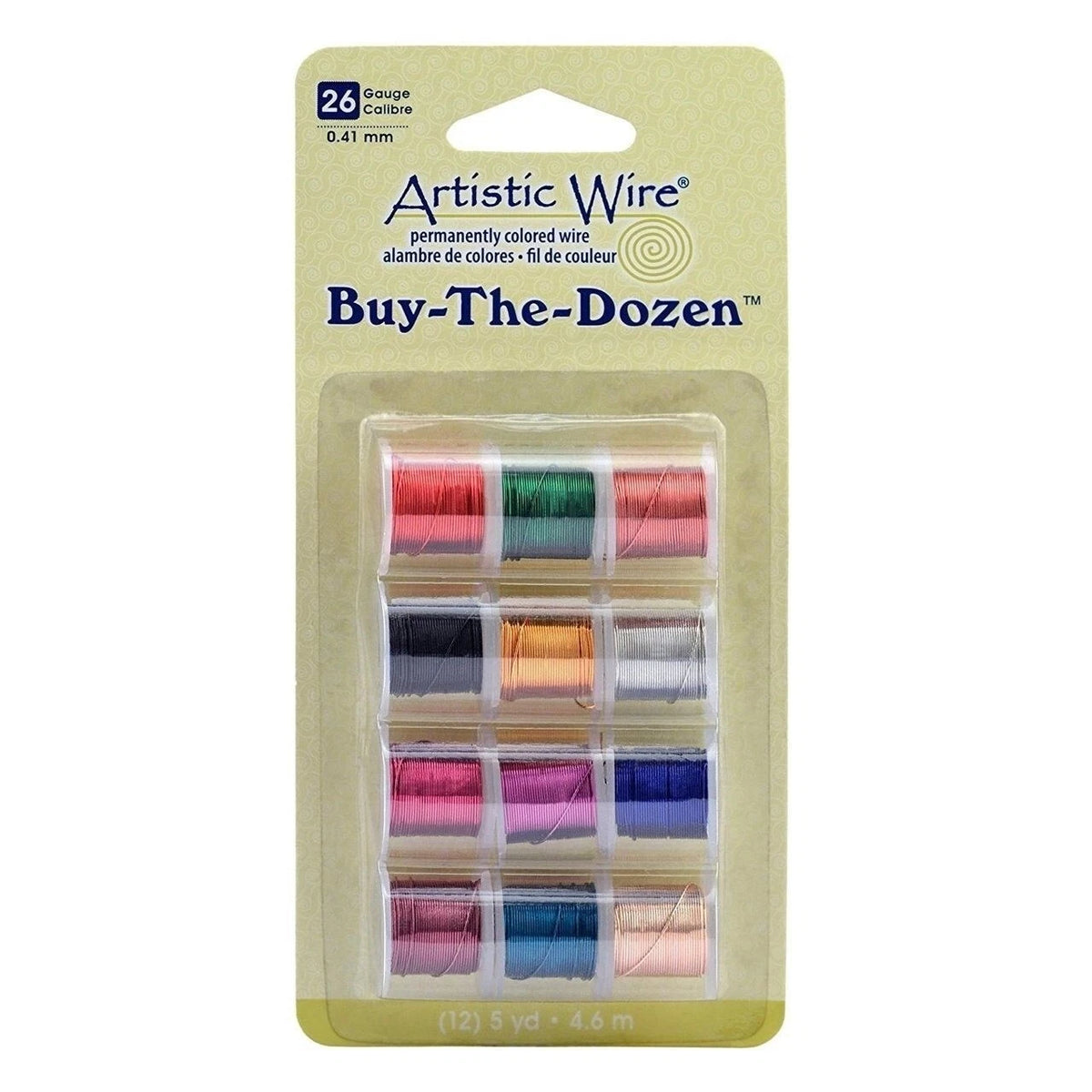 Artistic Wire 'Buy-The-Dozen' package containing  in assorted colors, packaged in a clear plastic case on a light green backing card.