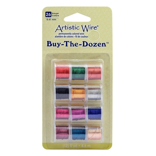 Artistic Wire 'Buy-The-Dozen' package containing  in assorted colors, packaged in a clear plastic case on a light green backing card.