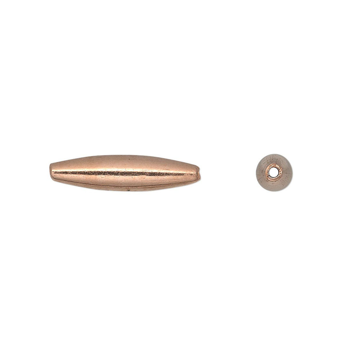 Solid Copper Smooth Oval Beads, 19x4.5mm, 50 pcs