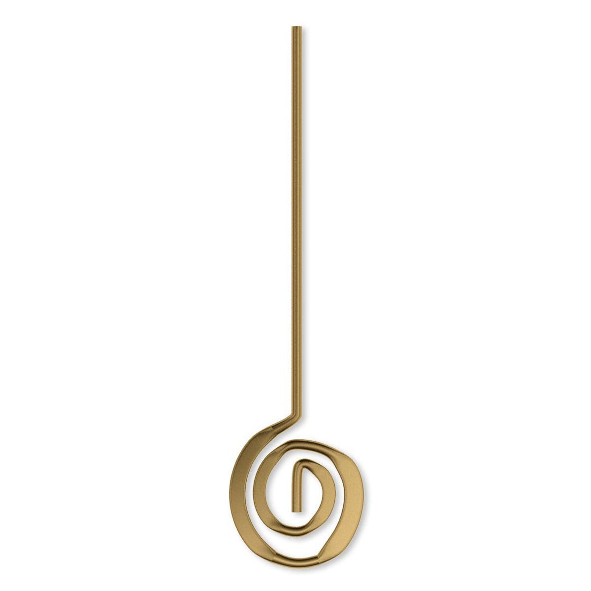 A gold metal spiral wall hook with a long straight hanging stem, shown against a plain white background.