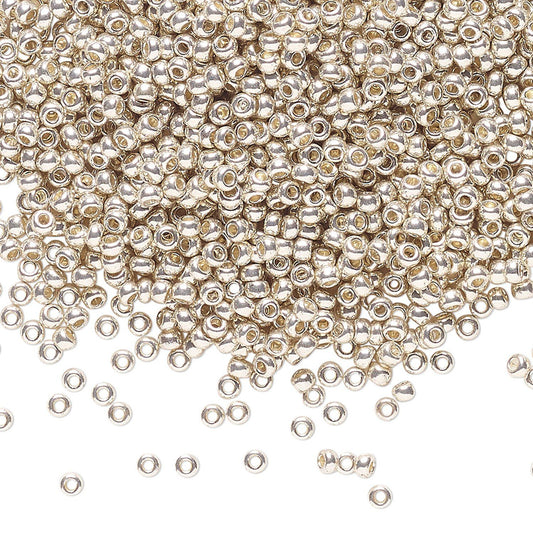 Czech Glass Opaque Metallic Silver #11 Rocaille Seed Beads, 50g