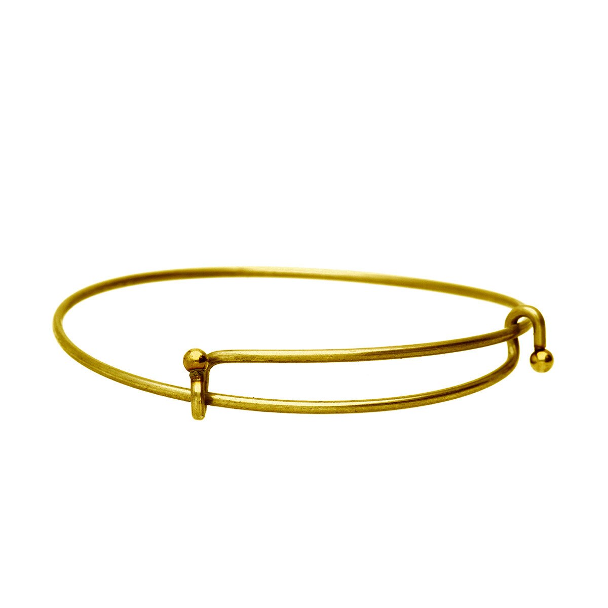 Antiqued Gold Plated Adjustable Bangle Bracelet, 2mm Wire, 7.5-8 inch
