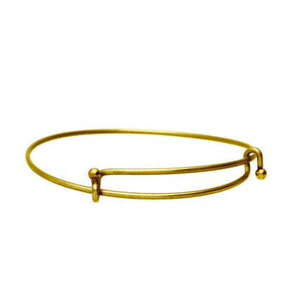Antiqued Gold Plated Adjustable Bangle Bracelet, 2mm Wire, 7.5-8 inch