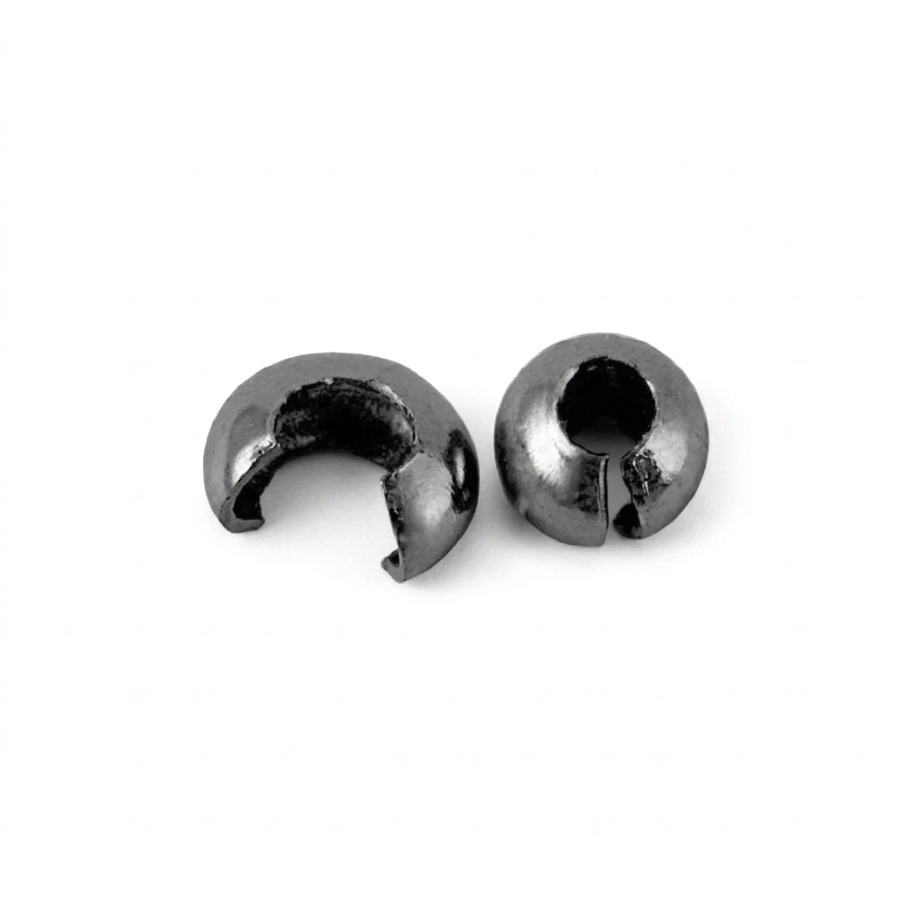 Two BLACK CRIMP COVERS, shown on a plain white background.