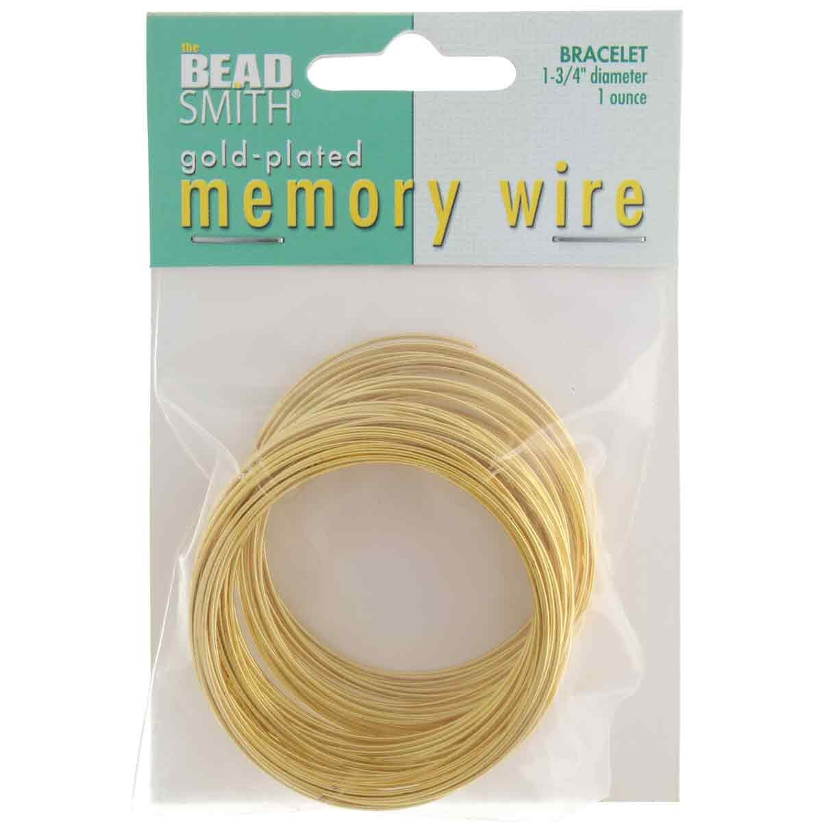 Beadsmith Gold Plated Steel Bracelet Memory Wire 1-3/4", 1 oz (approx. 70 loops)