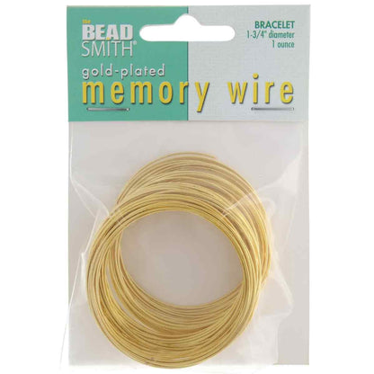 Beadsmith Gold Plated Steel Bracelet Memory Wire 1-3/4", 1 oz (approx. 70 loops)