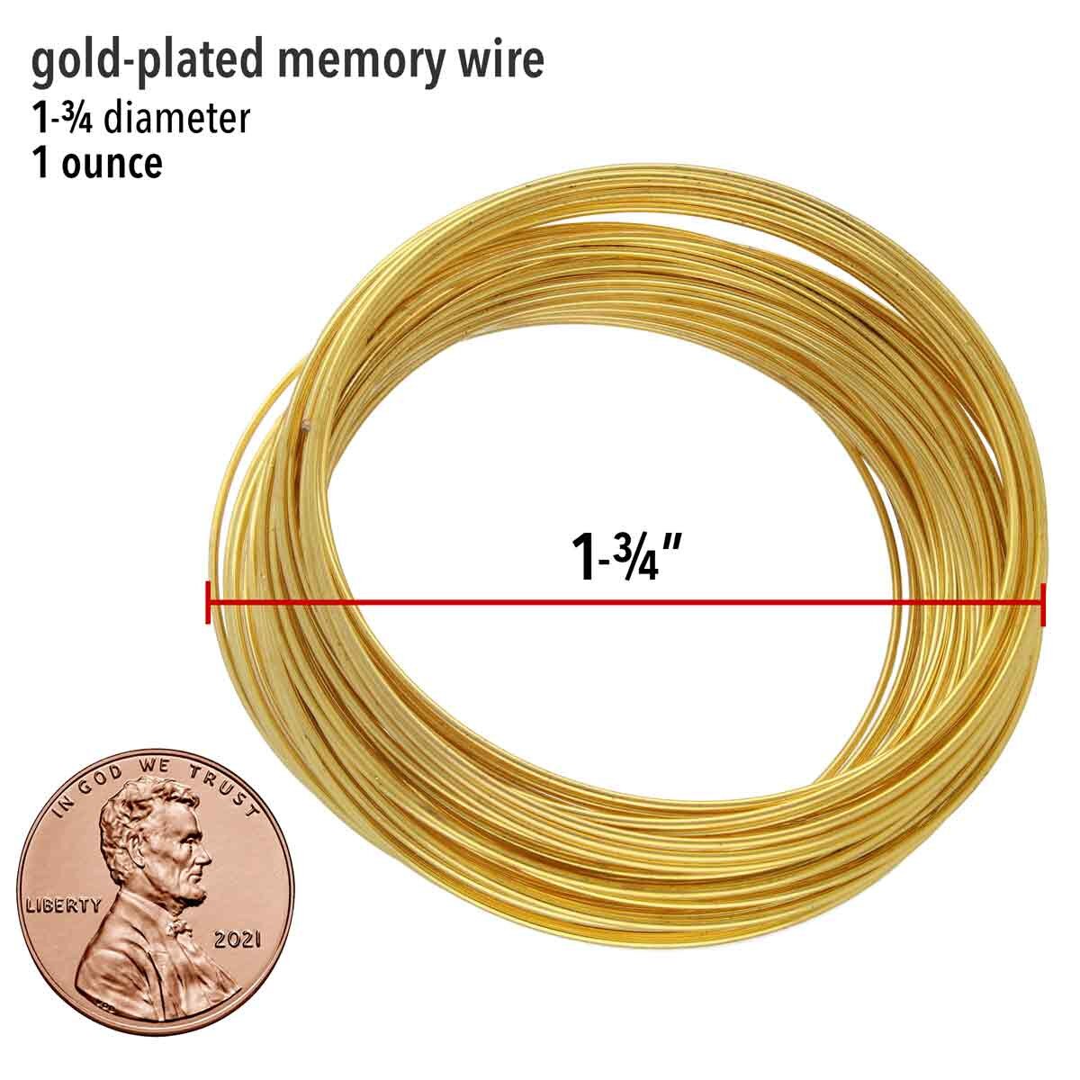 Beadsmith Gold Plated Steel Bracelet Memory Wire 1-3/4", 1 oz (approx. 70 loops)
