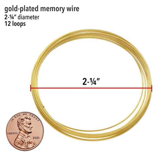 Memory Wire, Gold Plated Bracelet, 2-1/4 Inch Round, 21-22 Gauge