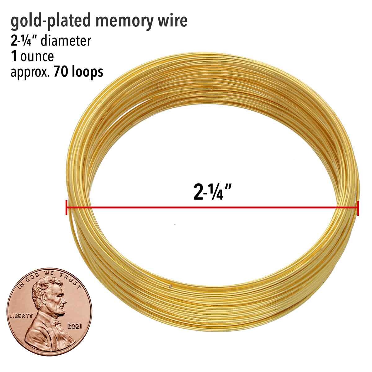 Beadsmith Gold Plated Steel Bracelet Memory Wire 2-1/4", 1 oz (approx. 70 loops)