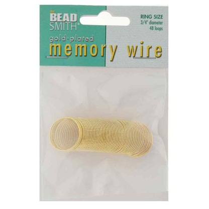 Beadsmith Gold Plated Ring Memory Wire 3/4", approx. 48 Loops
