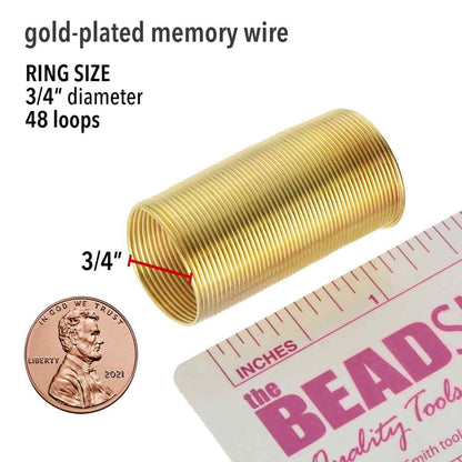 Beadsmith Gold Plated Ring Memory Wire 3/4", approx. 48 Loops