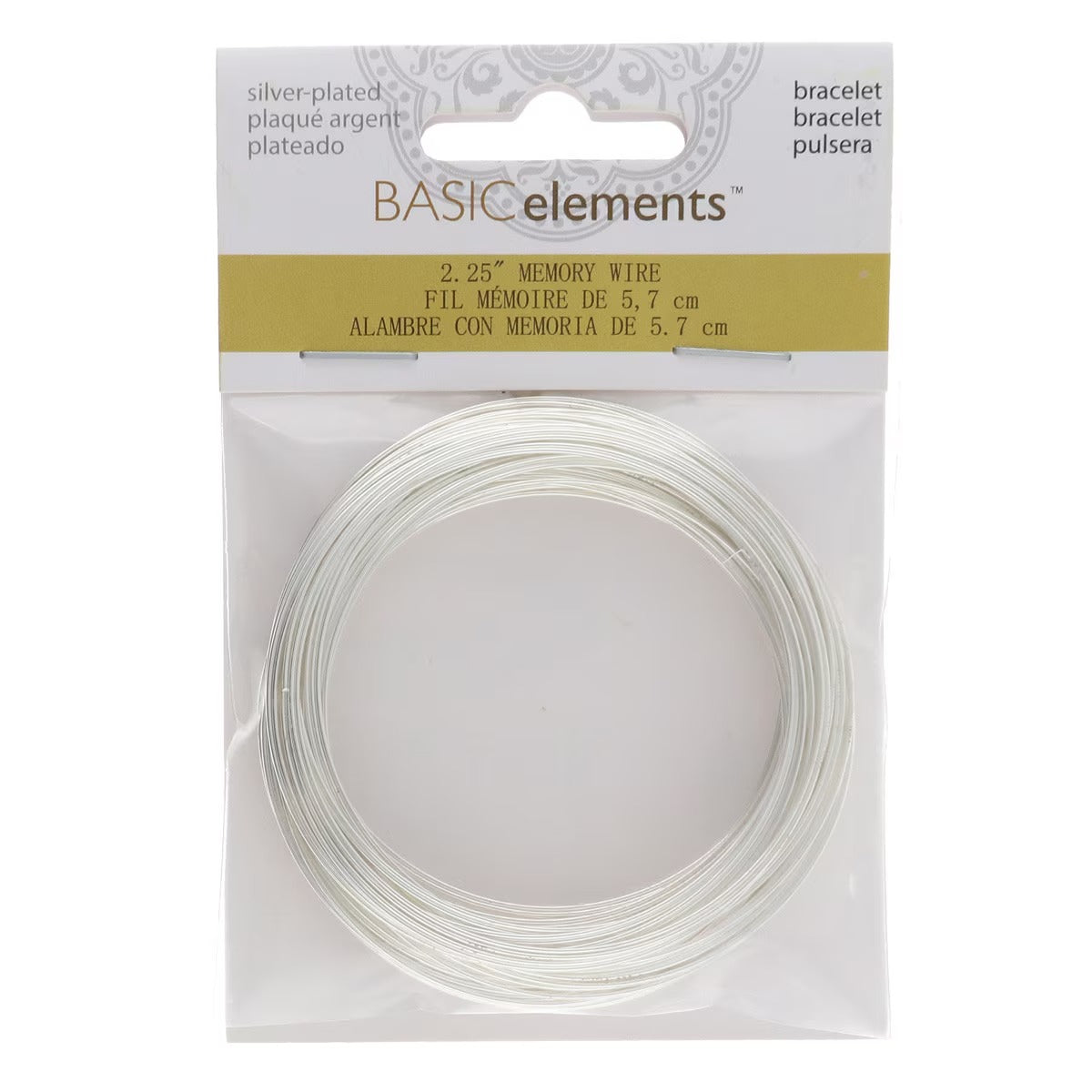 Silver Plated Stainless Steel Memory Wire, 2-1/4" Round Bracelet - 1 oz (approx. 70 loops)