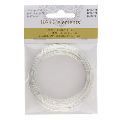 Silver Plated Stainless Steel Memory Wire, 2-1/4" Round Bracelet - 1 oz (approx. 70 loops)